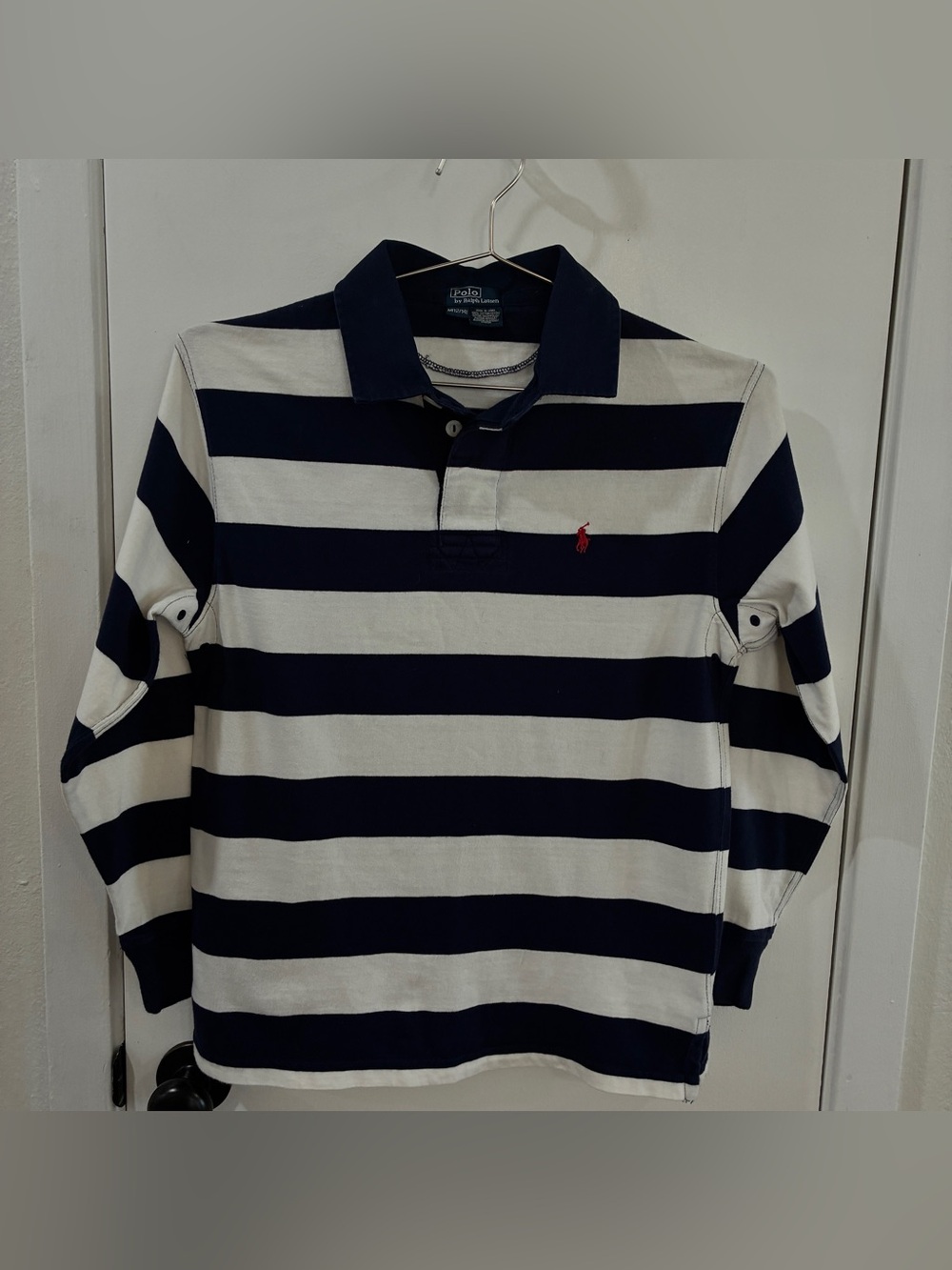 Polo by Ralph Lauren Navy and White Striped Rugby Shirt